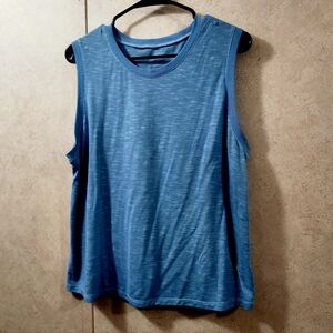 Blue Sleeveless Women's Cut Out Tank